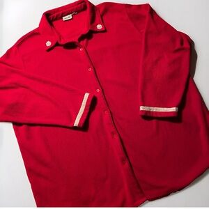 Women’s Plus Size 4X Red Shirt Button Up Long Sleeve Fleece